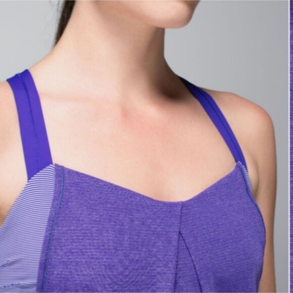 Lululemon Heathered Purple Restless tank wee stripe bruised berry sz 4 - Picture 3 of 9